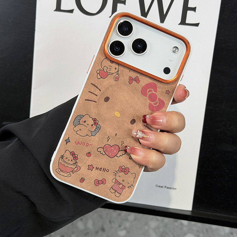 高级可爱磁吸适用iphone17手机壳皮纹苹果16promax保护套防摔软边iphone15网红KT猫棕色ins卡通磁吸17pro,3C数码配件,手机保护套/壳,淘宝优惠券,粉丝福利购,淘宝优惠卷