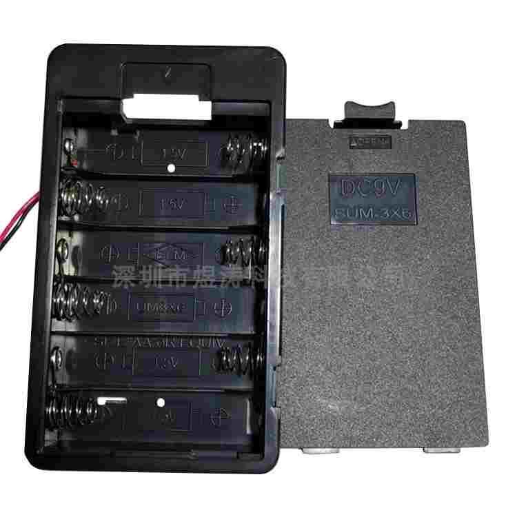 5号6节AA嵌入式扣盖电池座9V带盖六节五号带红黑线翻盖串联电池盒