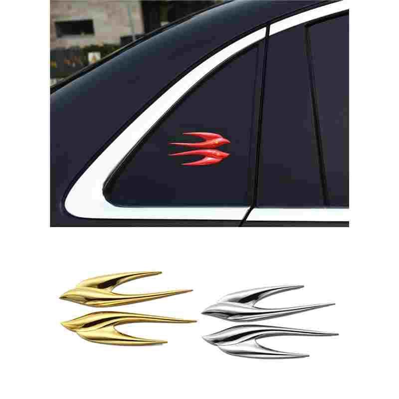 汽车金属车标平安燕子叶子板标3D立体加长长轴标个性装饰侧标车贴