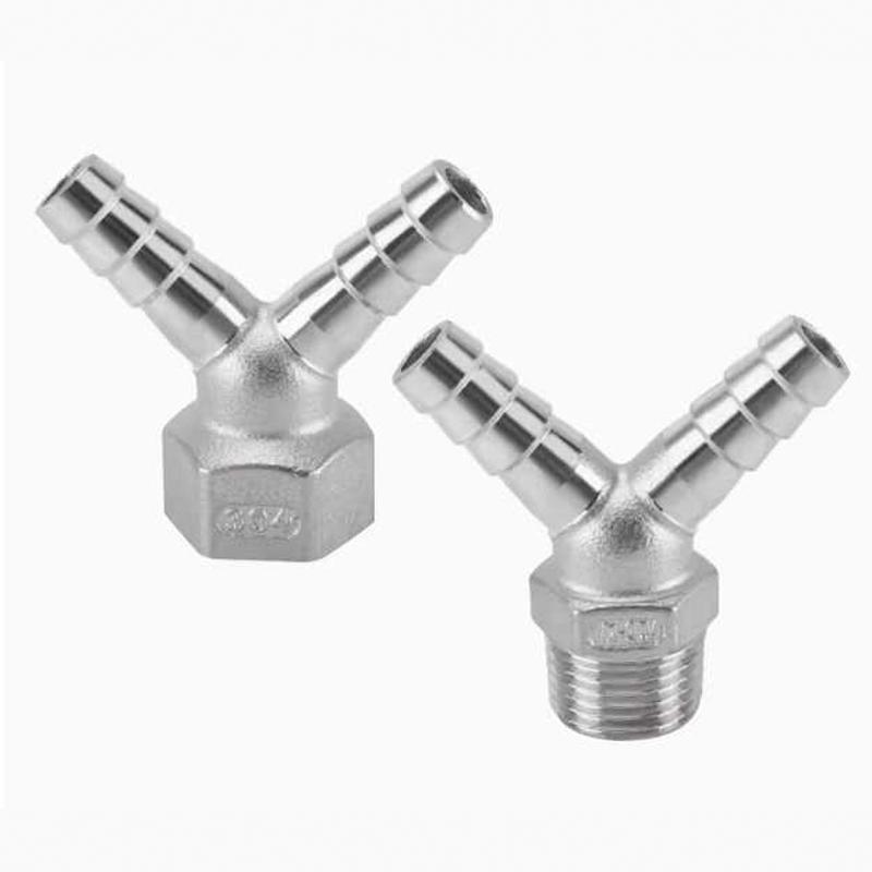 304不锈钢内丝双头皮接Y型外丝皮接内外螺纹皮管接头4分双头宝塔