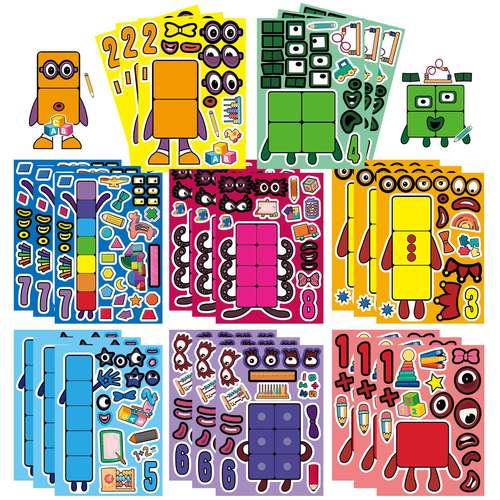 数字积木拼图贴纸儿童数学启蒙