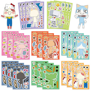 多罗猫可爱小猫咪Doraemon拼图换脸贴纸动画片手账儿童动手贴画