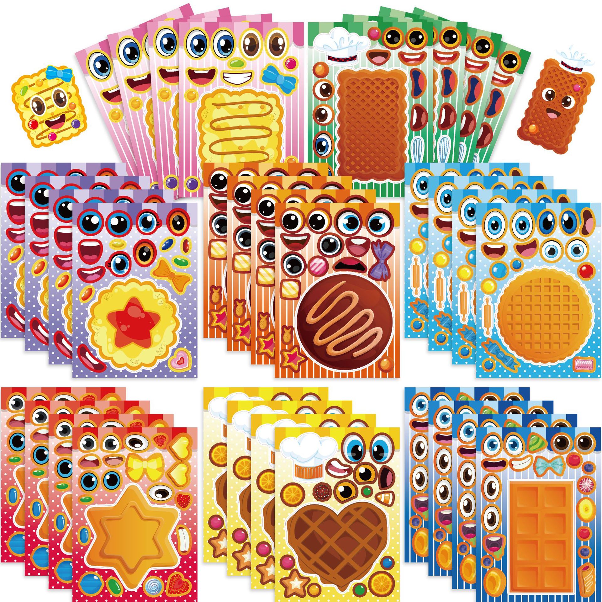 可爱小饼干曲奇饼卡通拼图贴纸儿童DIY动脑手账贴贴防水装饰贴画