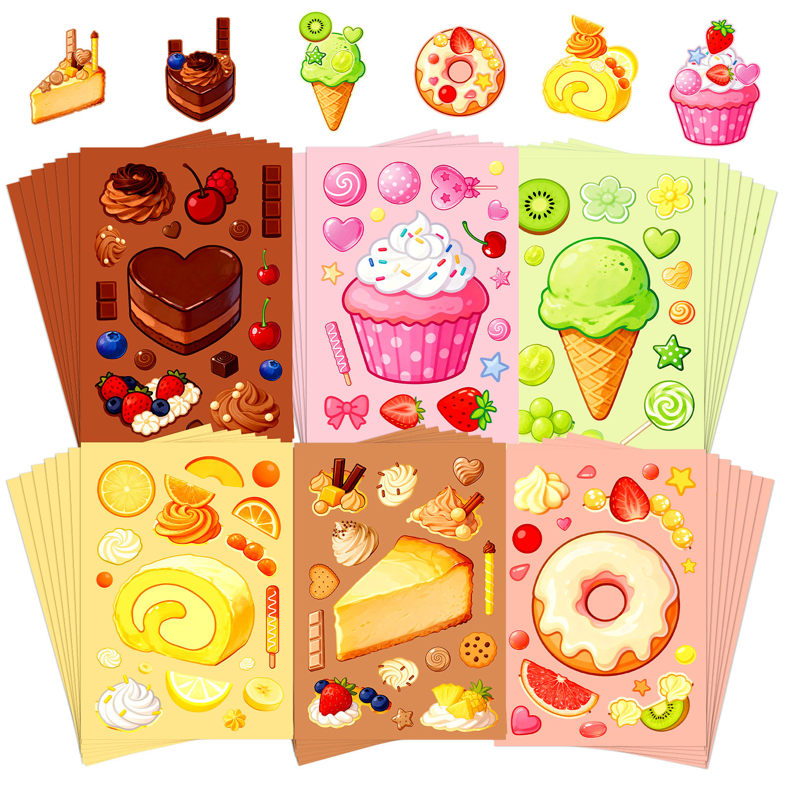 甜品冰淇淋蛋糕甜甜圈瑞士卷三明治卡通DIY拼图贴纸儿童动手贴画,文具电教/文化用品/商务用品,贴纸/立体贴纸,淘宝优惠券,粉丝福利购,淘宝优惠卷