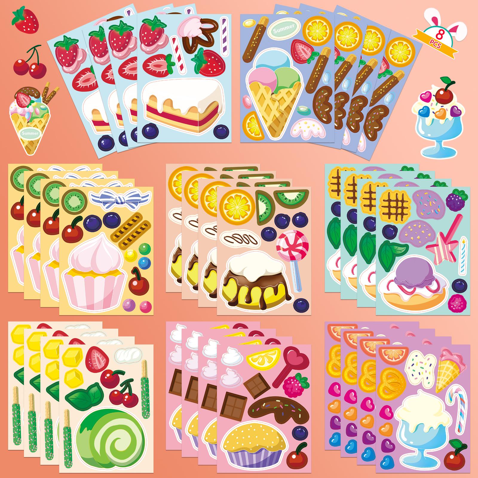 新款甜品小蛋糕拼图贴纸美味