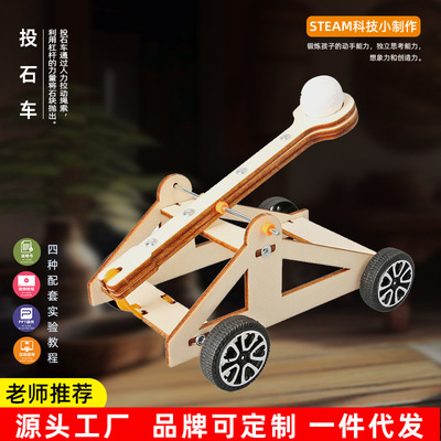 diy投石车科技小制作 幼儿园手工拼装科学实验教学模型玩具