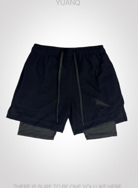 YUANQ24SS美式华夫格假两件训练短裤原创百搭篮球健身运动四分裤