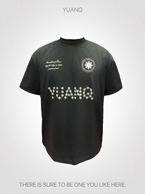 YUANQ25SS满天星美式短袖小领口重磅百搭休闲复古小众原创宽松T恤