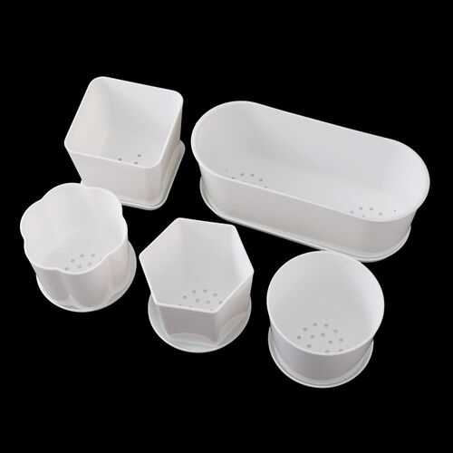 Flower Pot with tray Home Garden Office White Minimalist Bon