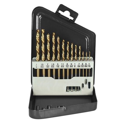 13pcs Left Handed Drill Bit Set M2 HSS extractor with Titani
