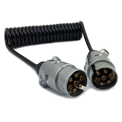 7 Pin Metal Trailer Plugs w/curly extension Cable Lead 1.5M