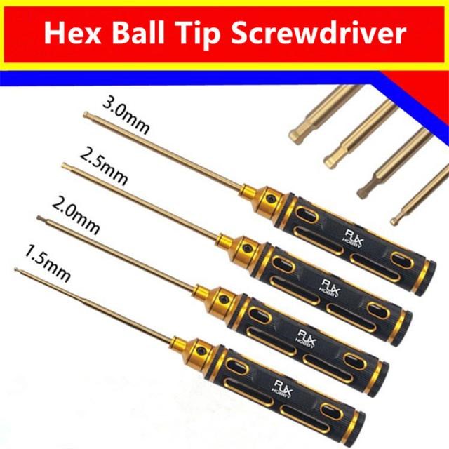 4Pcs RJX HSS Hexagonal Ball Tip 1.5 2.0 2.5 3.0mm Screw Driv