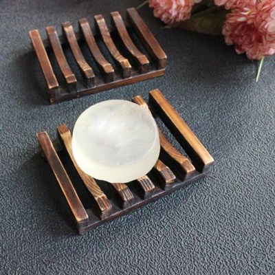 Natural Wooden Soap Dish Portable Shower Drain Soap Holder N