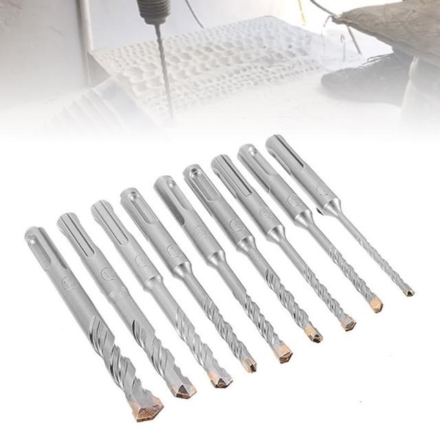 9pcs Double Flutes SDS S4 Electric Hammer Drill Bits 4-12mm