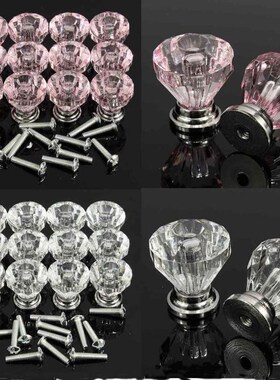 12pcs Diamond Shape Crystal Knobs Cabinet Knob Cupboard Draw