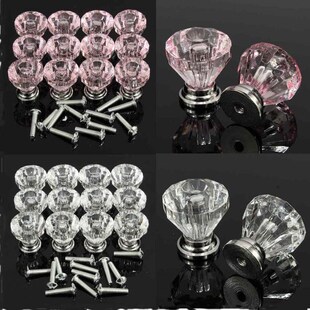 12pcs Diamond Shape Crystal Knobs Cabinet Knob Cupboard Draw