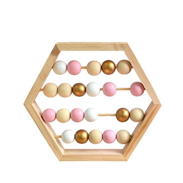 Nordic Style Natural Wooden Abacus With Beads Craft Baby Ear