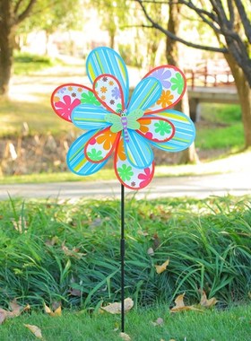 Double Layer Colorful Wind Spinners Lawn Pinwheels Windmill