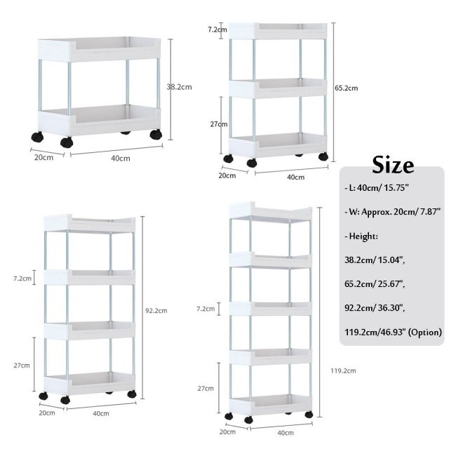 65.2/92.2/119.2cm Height Gap Kitchen Storage Rack Thicken Re