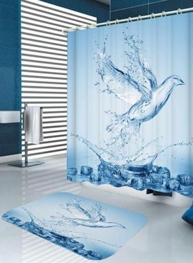 Waterproof Shower Curtain Water Bird Style Printing Polyeste