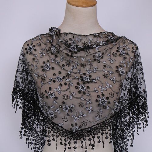 Women Fashion Triangle Wrap Lady Shawl Flower Lace Scarf Fem