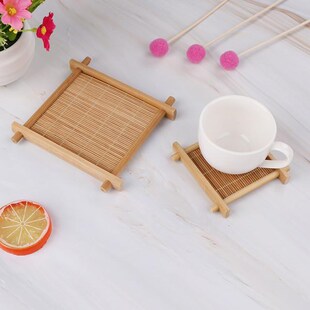 Heat Insulation Saucer Bamboo Tea Cup Mat Trays Coaster Kitc