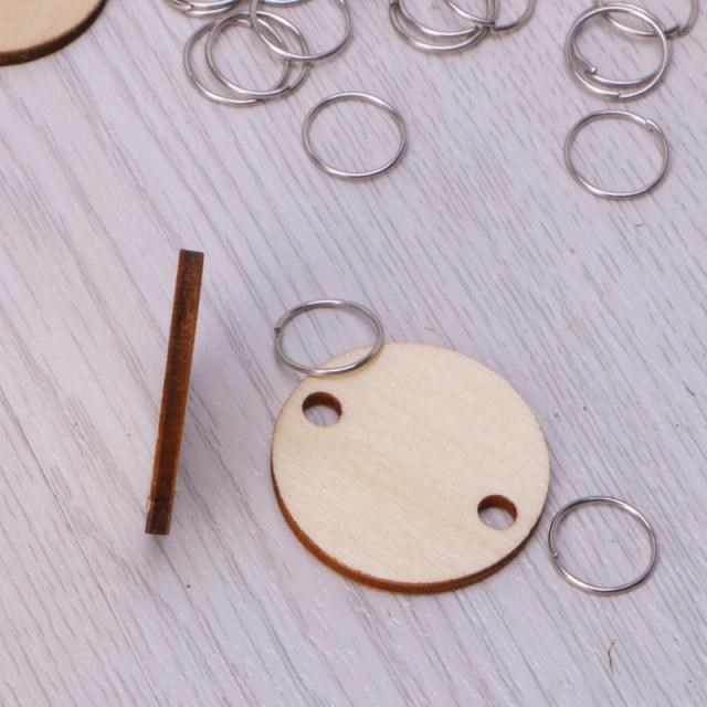 50Pcs Wooden Round Discs Slices Metal Ring 适用于 DIY Birthd