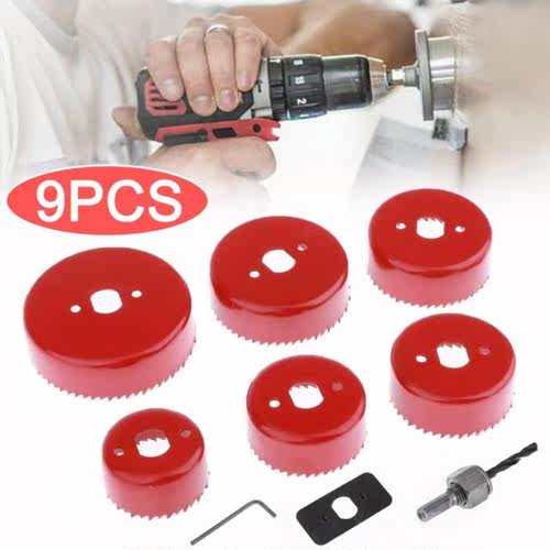 9pc/Set Carbon Steel Hole Saws Drill bit Wood Sheet Metal Cu