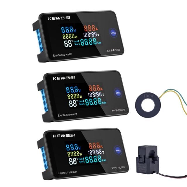 AC 50-300V 0-100A Power Energy Meter Voltmeter Ammeter kWh D