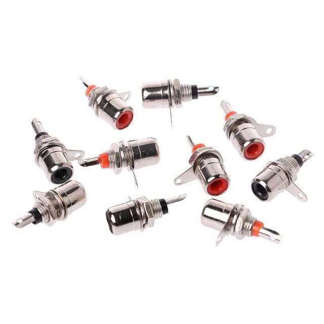 10 Pcs Nickel Plated RCA Phono Chassis Panel Mount Female So