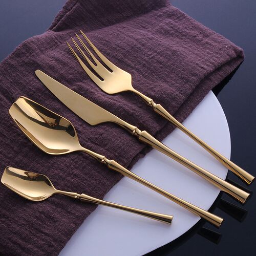4Pcs/set Gold Cutlery Set Stainless Steel Dinnerware Flatwar