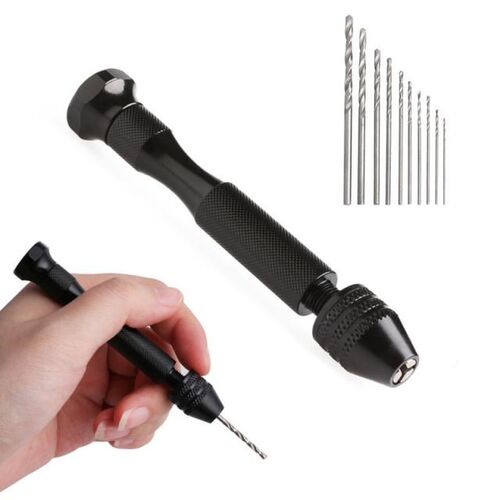 Hot Micro Aluminum Hand Drill Keyless Chuck + 10pcs Twist Dr