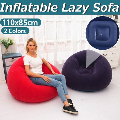 110x85cm Large Inflatable Sofa Chair Bean Bag Flocking PVC G