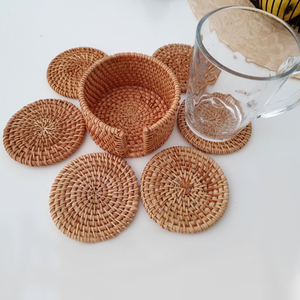 6pcs Drink Coasters Set For Kungfu Tea Accessories Round Tab