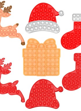 Christmas Push Bubble Fidget Toys Xmas Hat Elk Stocking Sque