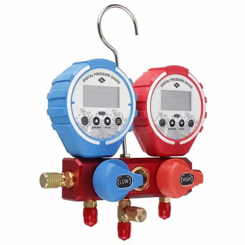 Pressure Gauge Digital Double Meter Valve Refrigeration Mani