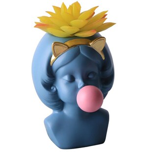 Cute Girl Blowing Bubbles Succulent Planters Resin Flower Po