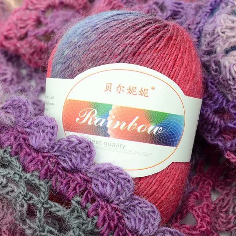 Soft Worsted Yarn Rainbow Gradient Colors DIY Baby Knitting