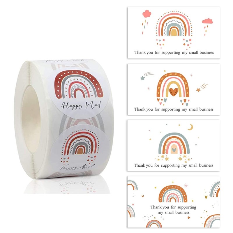 50pcs Rainbow Thank You Greeting Cards for supporting My Sma