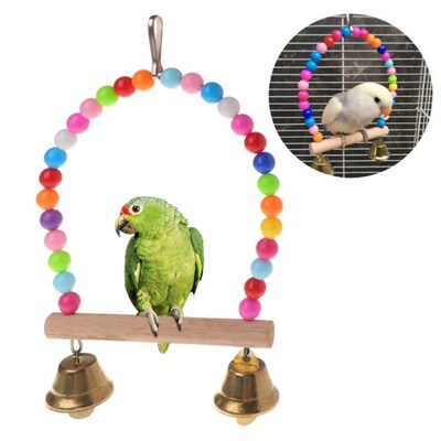 Colorful Parrot Swing Bird Cage Toys Cockatiel Budgie Lovebi