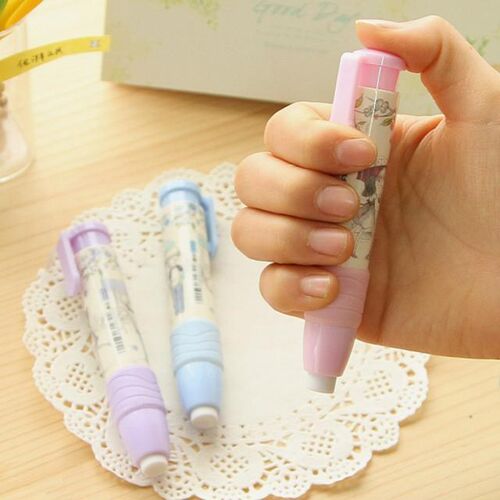 Creative Press Pen Shaped Eraser Writing Drawing Pencil Eras