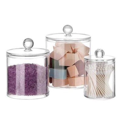 Acrylic Cotton Swab Holder Cosmetic Storage Box Set Bathroom