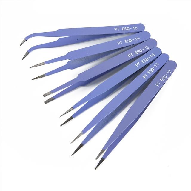 6pcs/setTweezers Tools Kit ESD Precision Antistatic Tip Curv