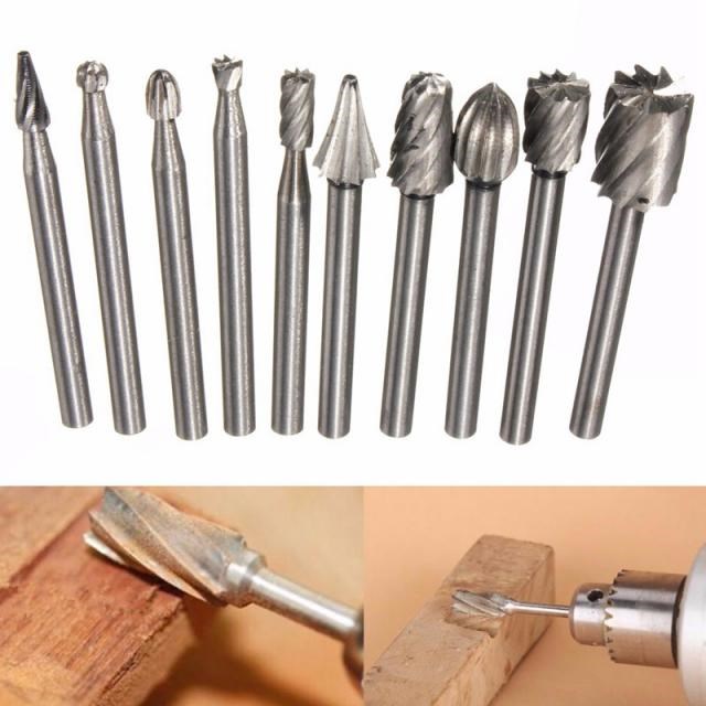 10pcs Set HSS Titanium Dremel Routing Rotary Milling Rotary