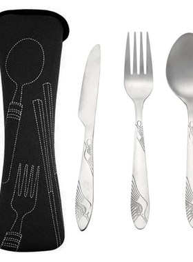 Stainless Steel Travel Cutlery Set Portable Dinnerware Set F