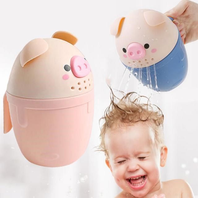 baby rain shower cup cartoon head bathing pot infant hair wa