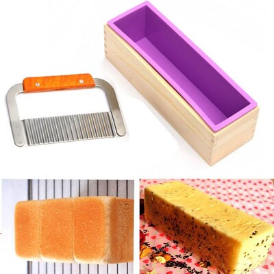 Rectangle Soap Mold with Wood Box Steel Soap Cutter Cuboid B