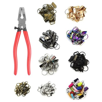 113 Pieces 25mm Key Fob Hardware with Split Ring Set with Pl