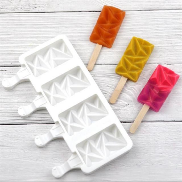 Silicone Popsicle Mold 4 Cavity Ice Cream Maker Summer Child