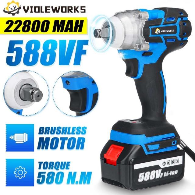 Brushless Electric Impact Wrench 588V 22800mAh With 1/2 Li-i